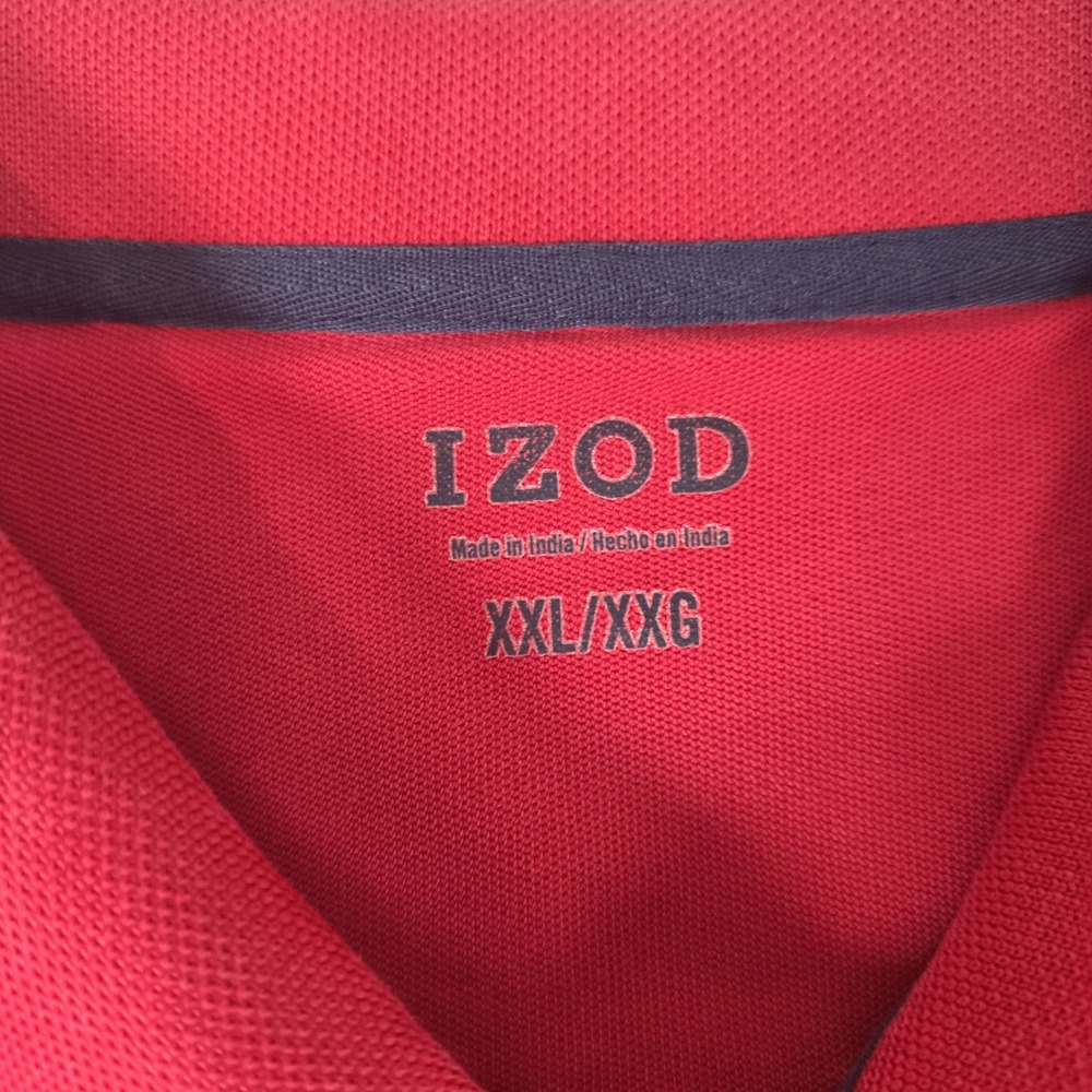 IZOD Polo Shirt Men's 2XL Red‎ Collared Short Sleeve Slim Fit Athletic Casual - Picture 3 of 12